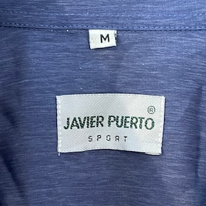 【JAVIER PUERTO】スペイン製 長袖シャツ ポリシャツ ボタンダウン M EU古着 ヨーロッパ古着