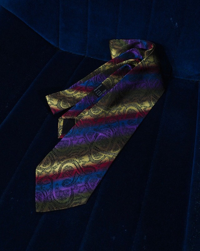 " Made in Italy - Missoni " Bewitching Rainbow × Embroidery vintage silk Tie