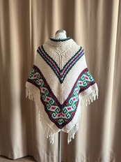 ethnic pattern vintage knit poncho-5061-11