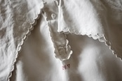 フランス 1900s リネン 貝たちの行進 とろり長いロングワンピースb アンティーク