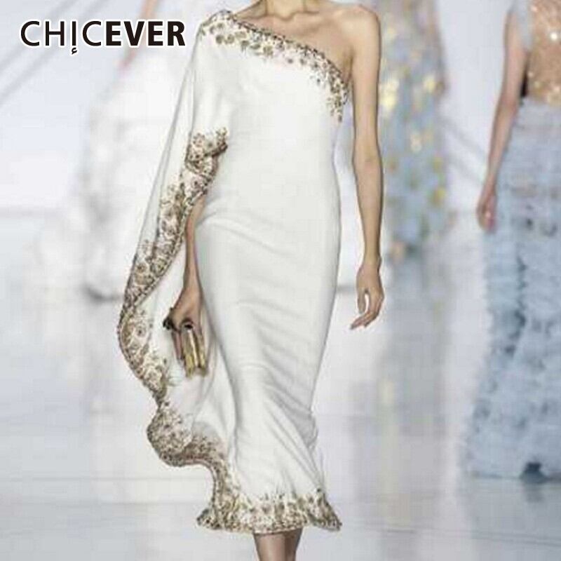 CHICEVERレースボールガウンドレス女性非対称カラーオフショルダーハーフスリーブフリルスリムドレス夏 半袖 ラッフル サマー 夏物 6base567497072590