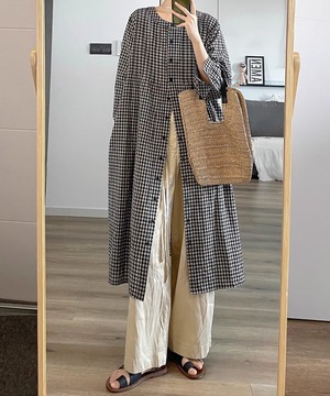 チェック柄◆シャツワンピース【t-10951】