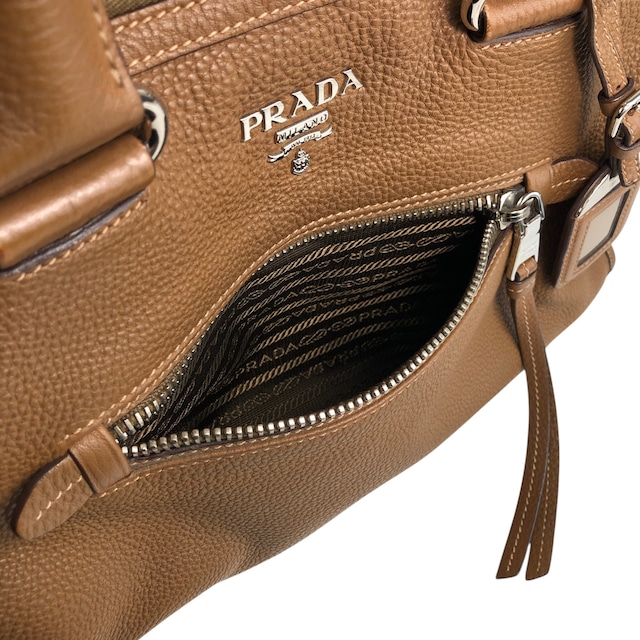 PRADA プラダ VITELLO PHENIX ショルダーバッグ ブラウン ロゴ レザー 2WAY BL0805 vintage ヴィンテージ オールド 2rpjby