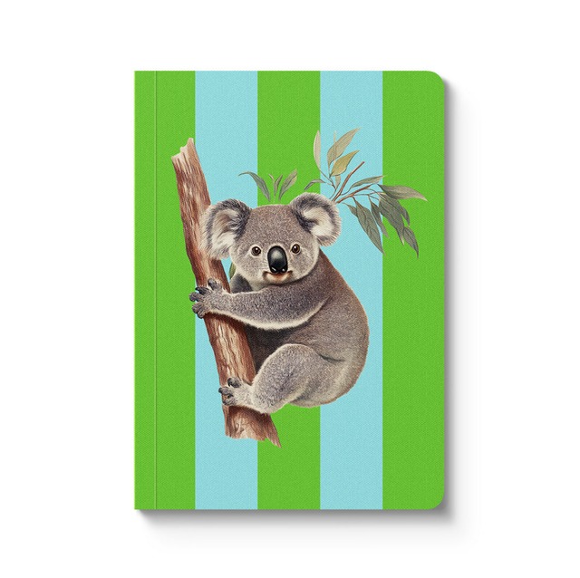 Striped Koala Premium Paperback Notebook (A6)