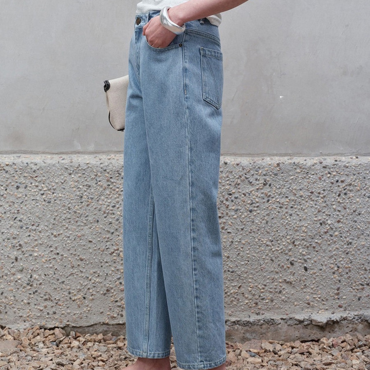 Straight Ankle-Length Denim Pants T4392