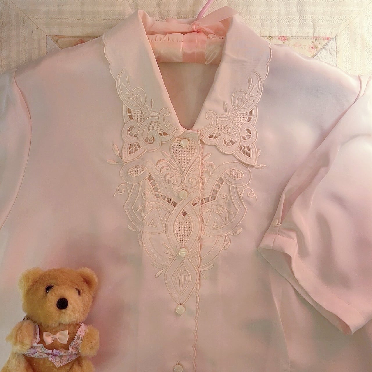 hidden heart pale pink blouse