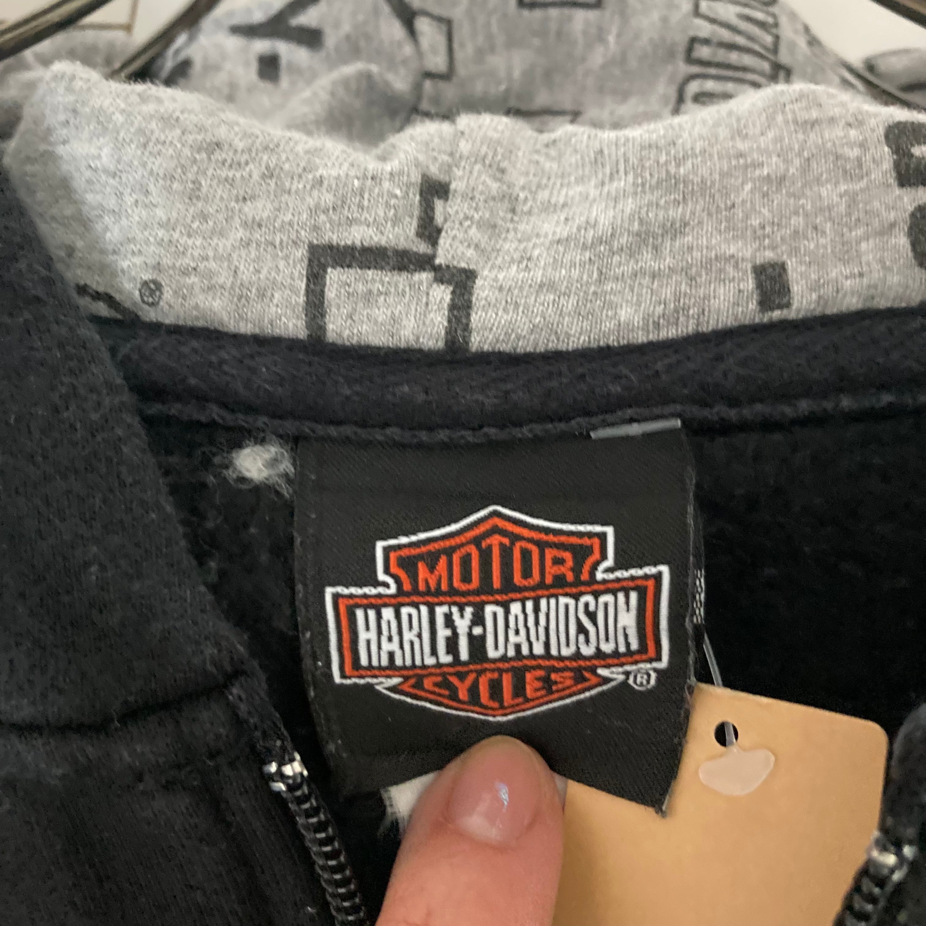 両面プリント】HARLEY DAVIDSON ハーフジップパーカー L コットン100