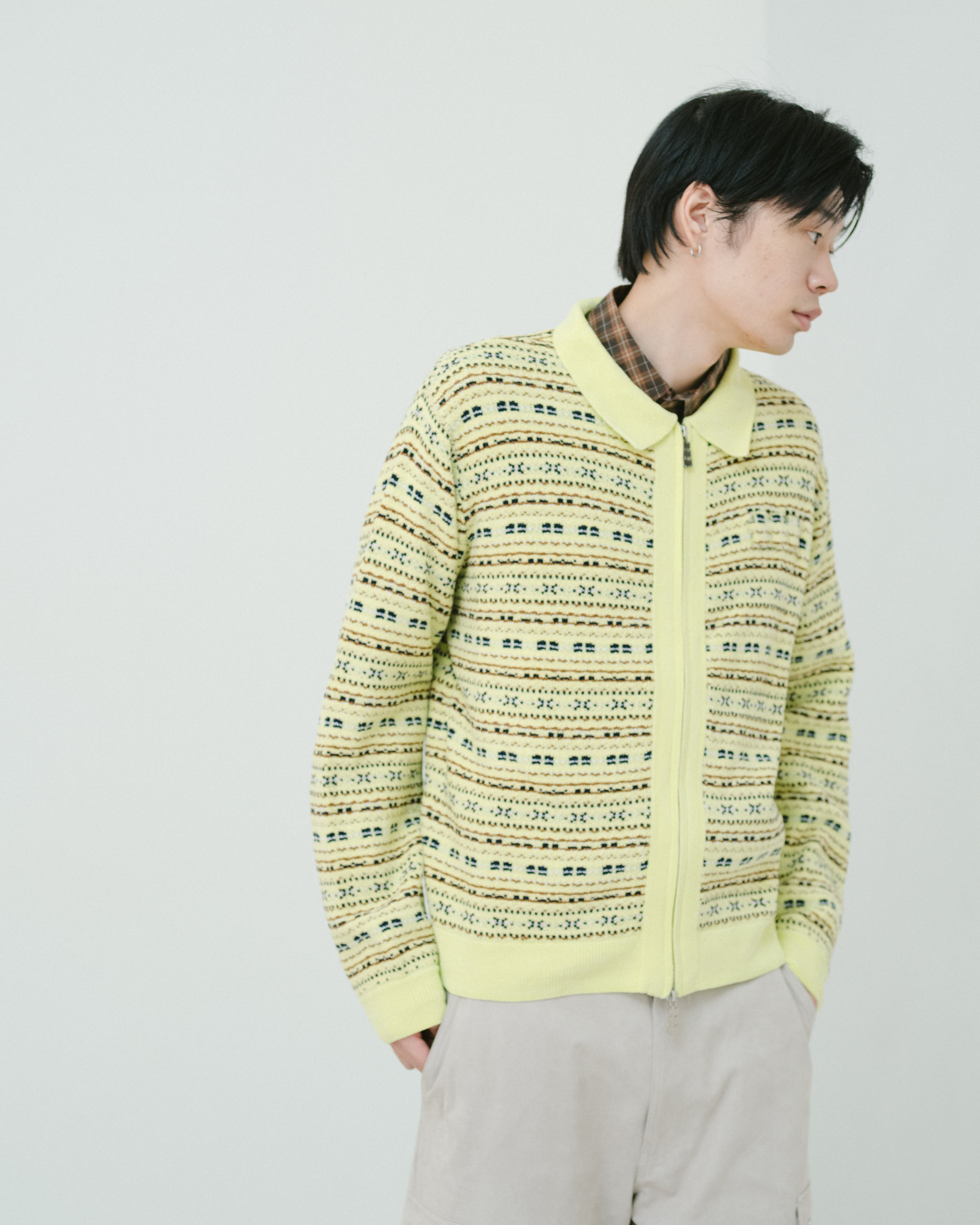 Zip up knit polo shirt（LIME） | TTTMSW