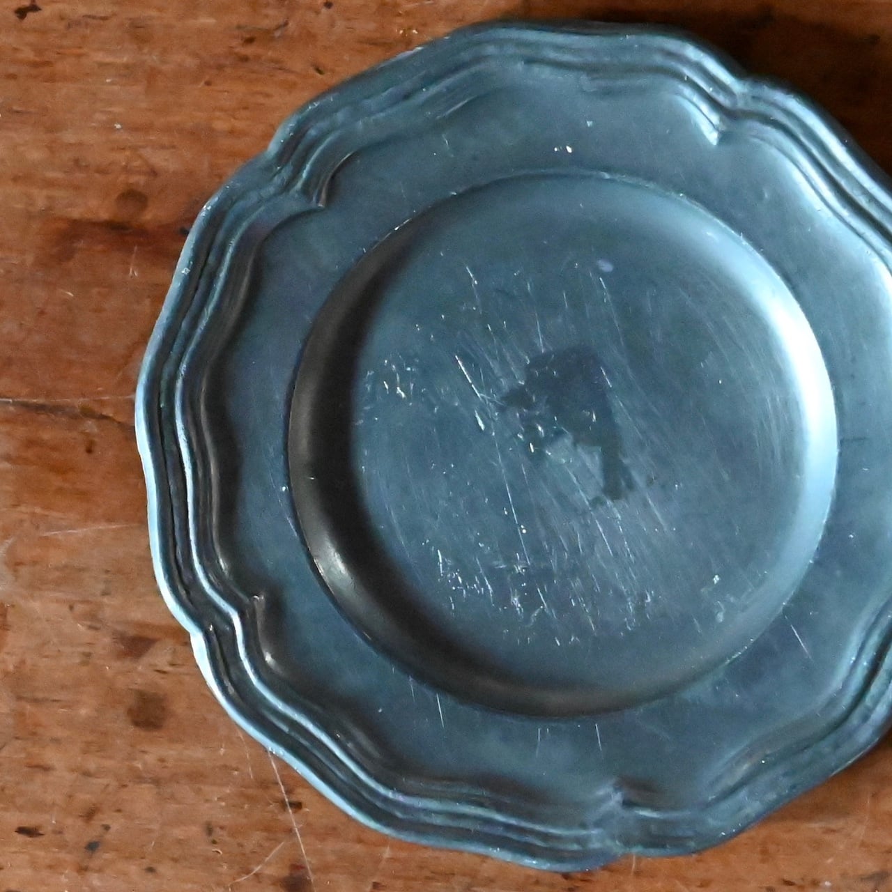 アンティーク　ヴィンテージ　古道具　ピュータープレート　エタン皿　錫 Pewter Plate / ピューター プレート【G】〈 お皿・エタン・収納