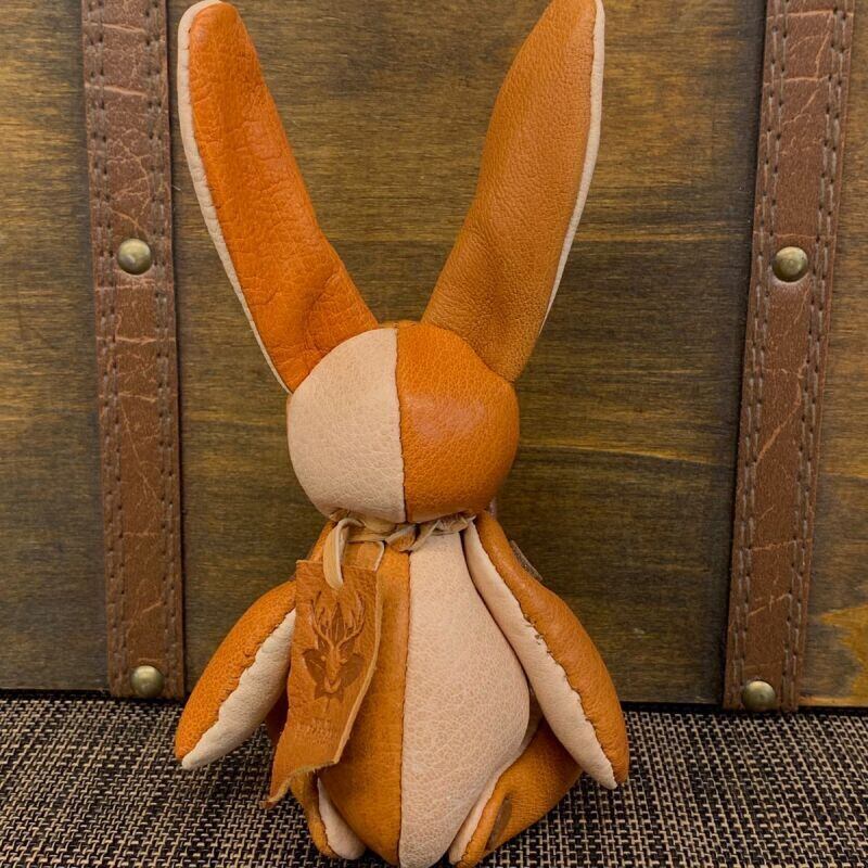 ジビエレザー鹿革ベルラビ★マイスターの手作り「ベルズラビット」キャメル＆ナチュラル　写真の1点販売です