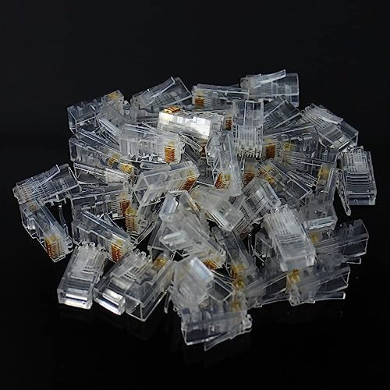 YFFSFDC RJ45コネクタ CAT6 CAT5E CAT5 LANケーブル用 貫通型 LANコネクタ 配線簡単 爪折れにくい RJ45 モジュラープラグ 8P8C LAN コネクタ 1000Mbps 単線ヨリ線対応 ブレードが金めっき (50個セット)