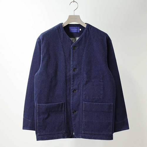 CURLY&Co./KNIT DENIM COVERALL JACKET -INDIGO-