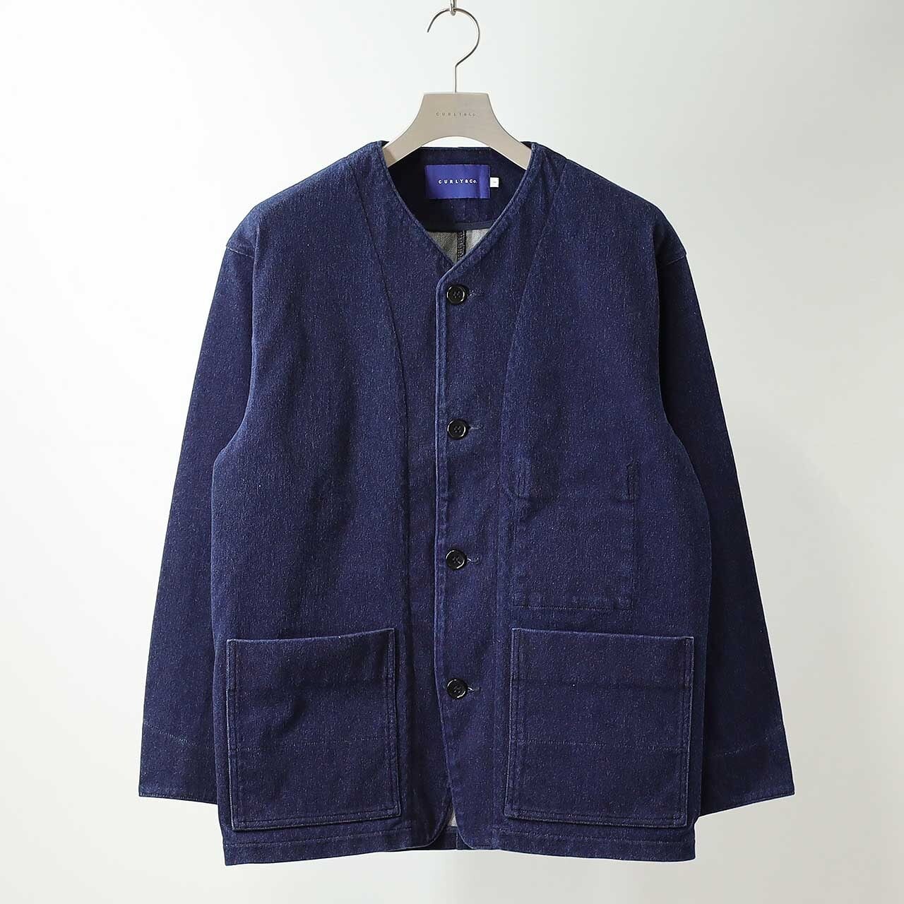 CURLY&Co./KNIT DENIM COVERALL JACKET -INDIGO-