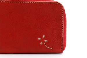 かばん屋さんのL型ファスナーミニ財布 （レッド）本革 オシャレ レディース