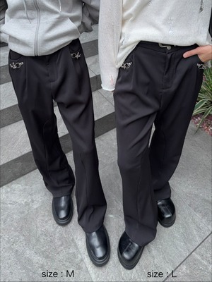 【ALUDE ORIGINAL】Noir hard flare slacks pants