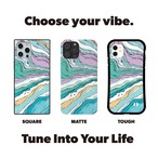 受注生産 iPhoneケース ミントとラベンダーの水流マーブル｜水面模様 MARB056B