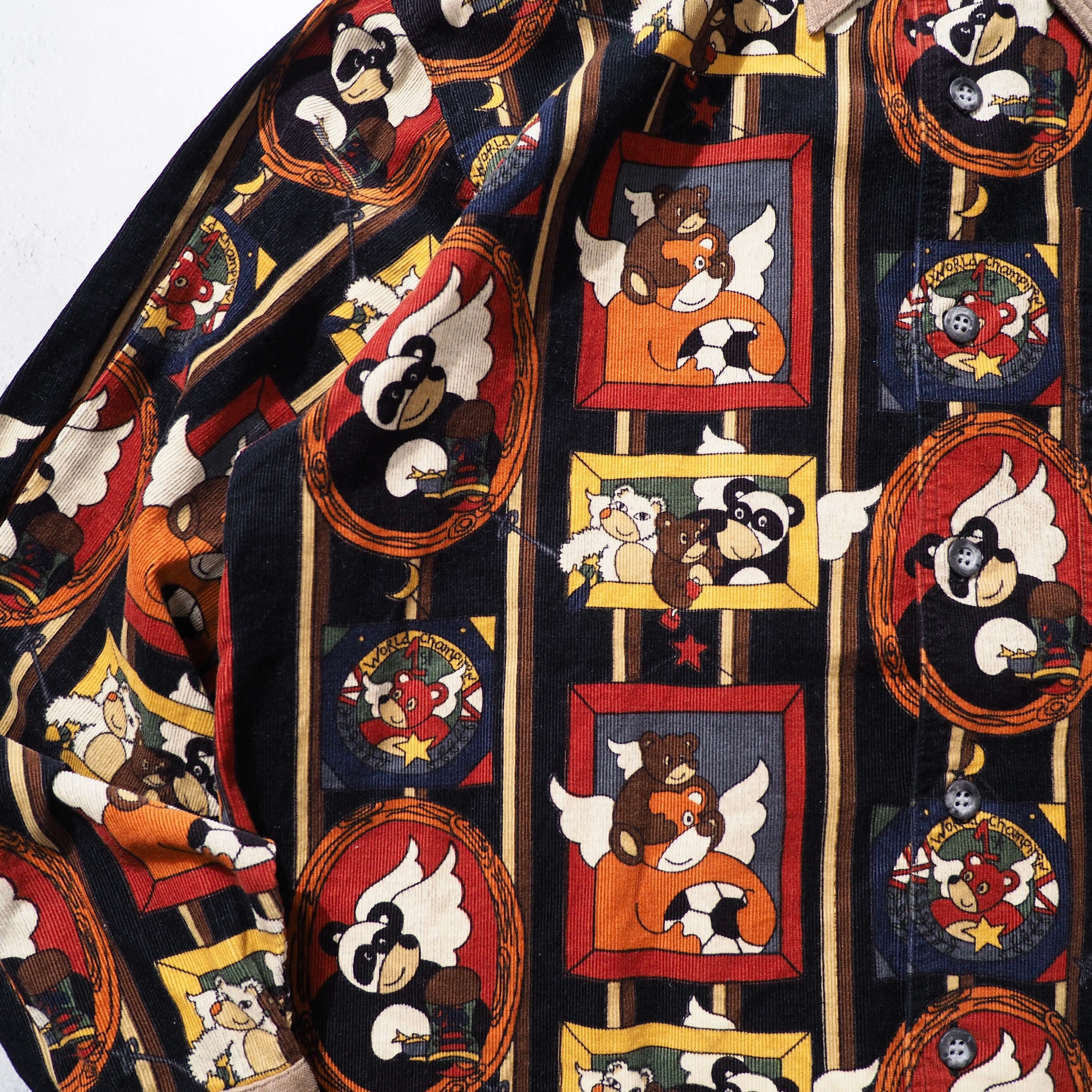 1990s ” Castel bajac ” colorful retro character printed vintage corduroy shirt