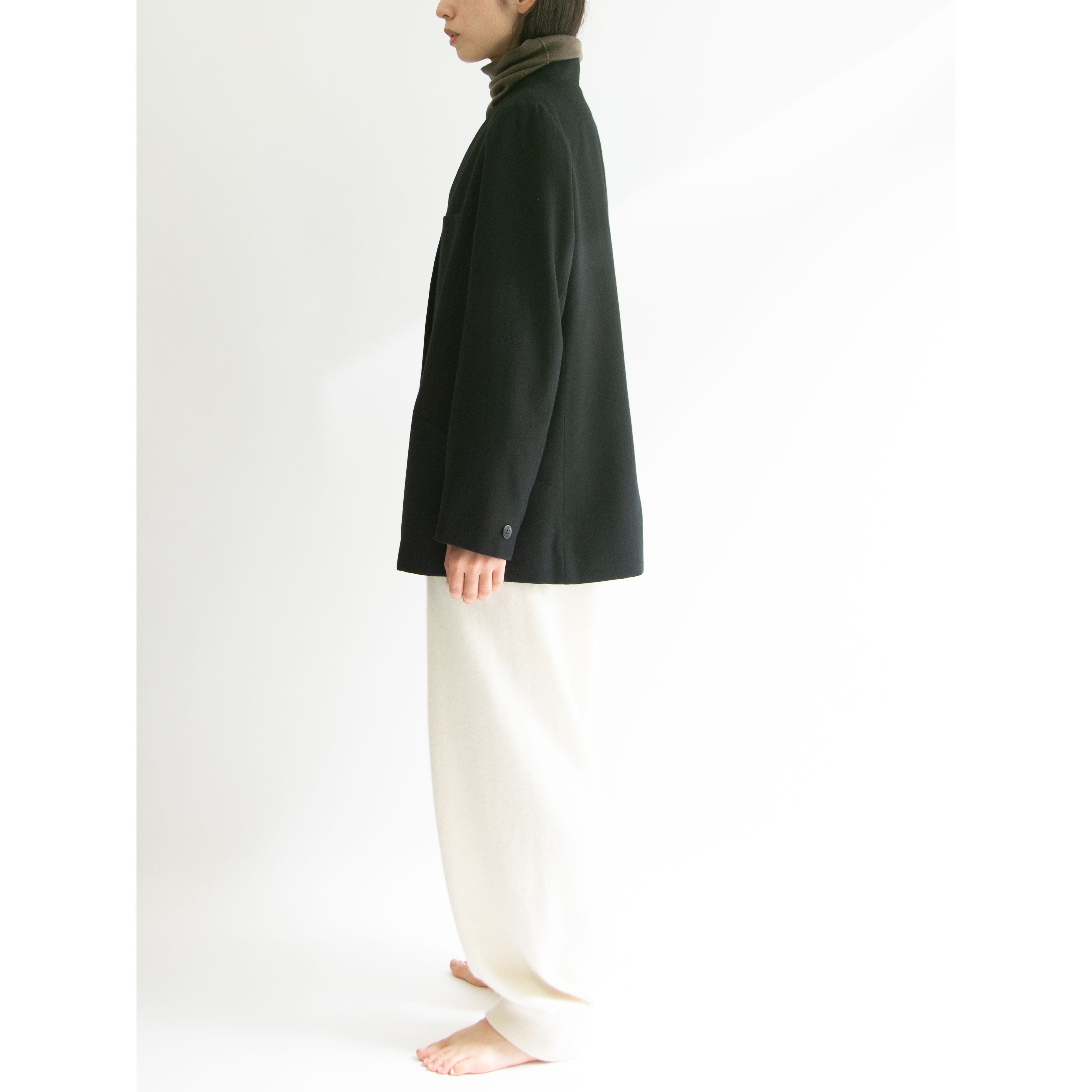 【BERT NEWMAN PETITE】Made in U.S.A. 100% Wool Collarless Jacket（アメリカ製 ウールノーカラージャケット）