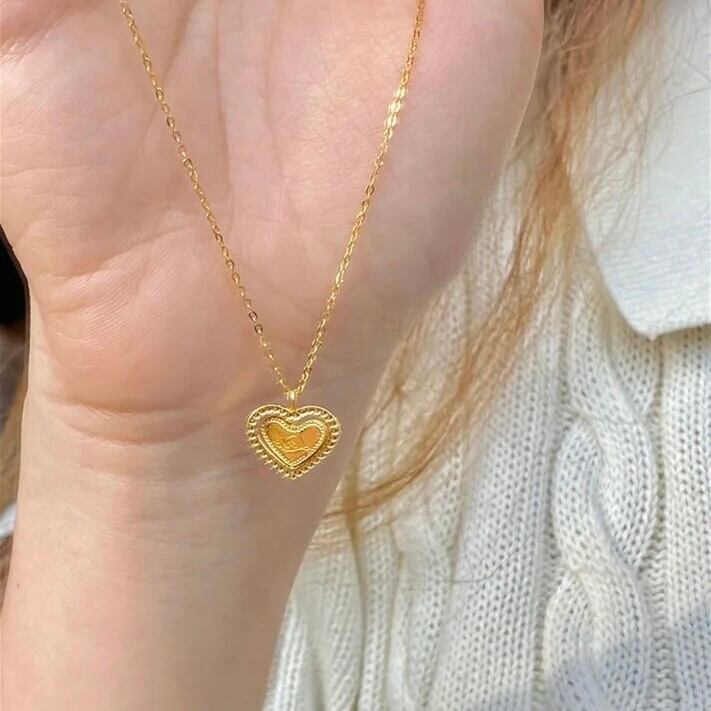 金アレ対応 くるっとハートチャームネックレス(0503)