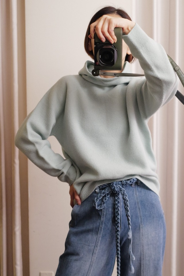 hood turtle knit  mint green