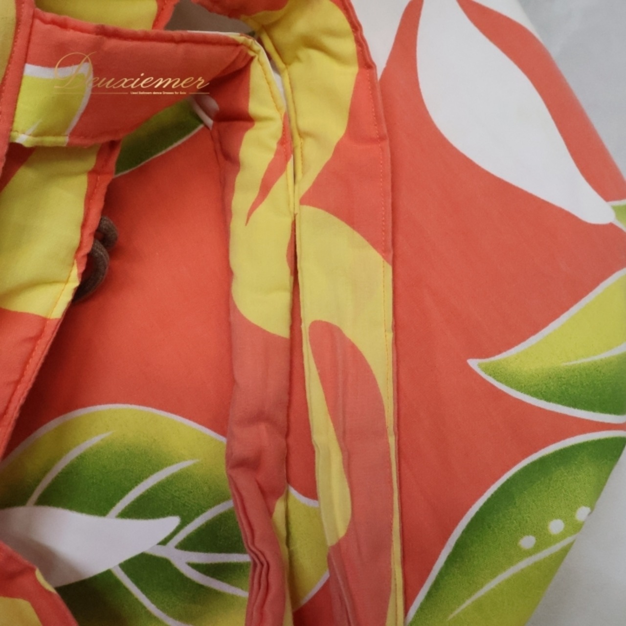 フラダンス 小物 バッグ トートバッグ パンドール オレンジ系 Paondor 日本製 ティアレ柄 ラウアエ柄 花柄 かわいい 華やか 鮮やか 橙 白 黄 緑 ハワイアン アロハ ハワイアンプリント フラ ダンス レッスン 練習 おしゃれ 色鮮やか ポップ