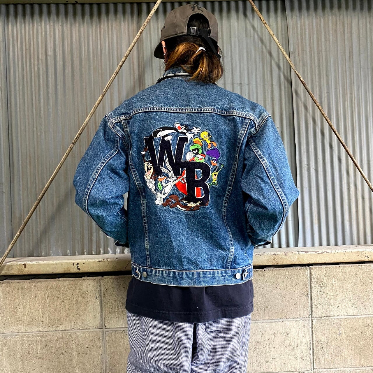 90年代 ビンテージ キャラクター刺繍 デニムジャケット メンズL  