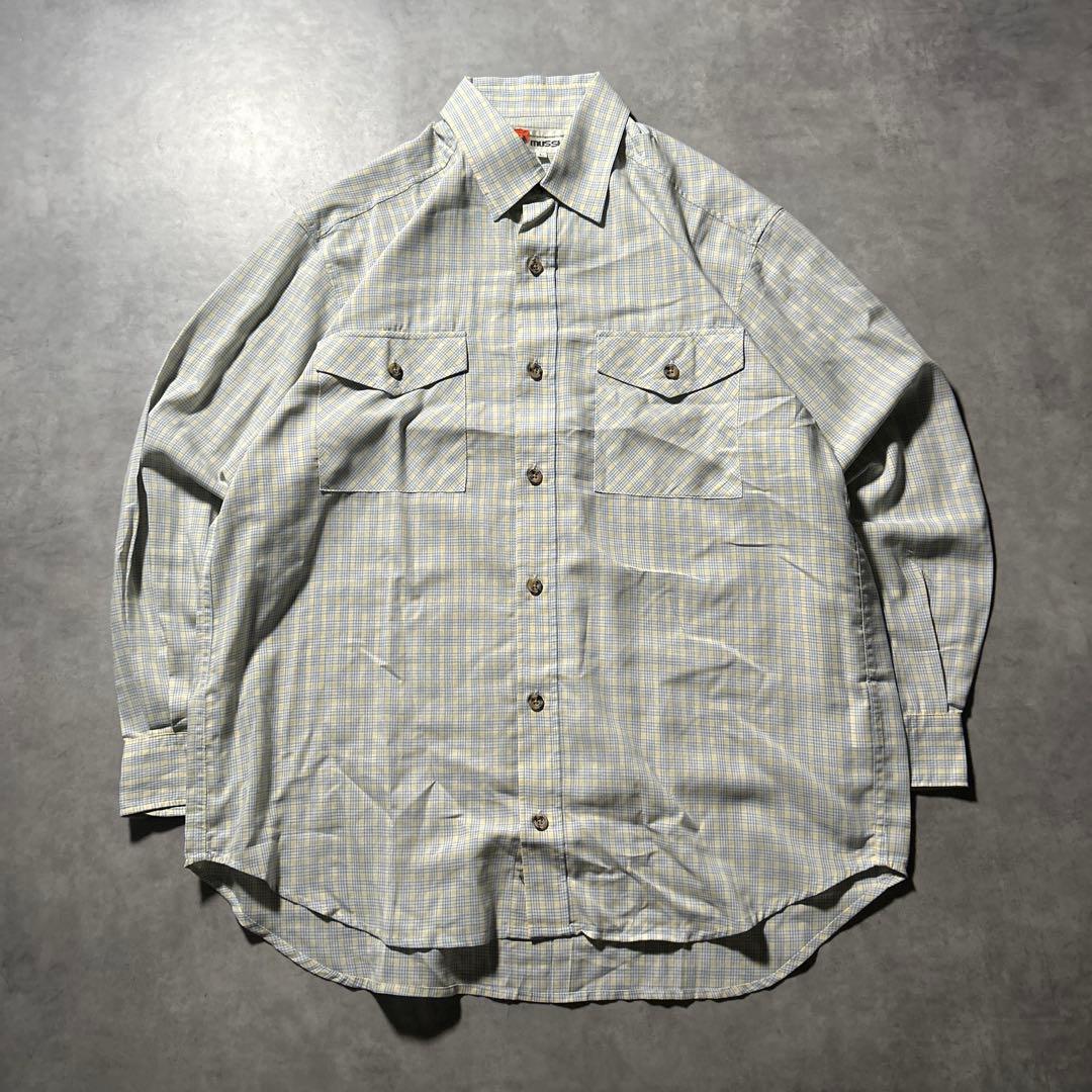 ヴィンテージ チェック アースカラー レトロ マルチポケット デザイン シャツ