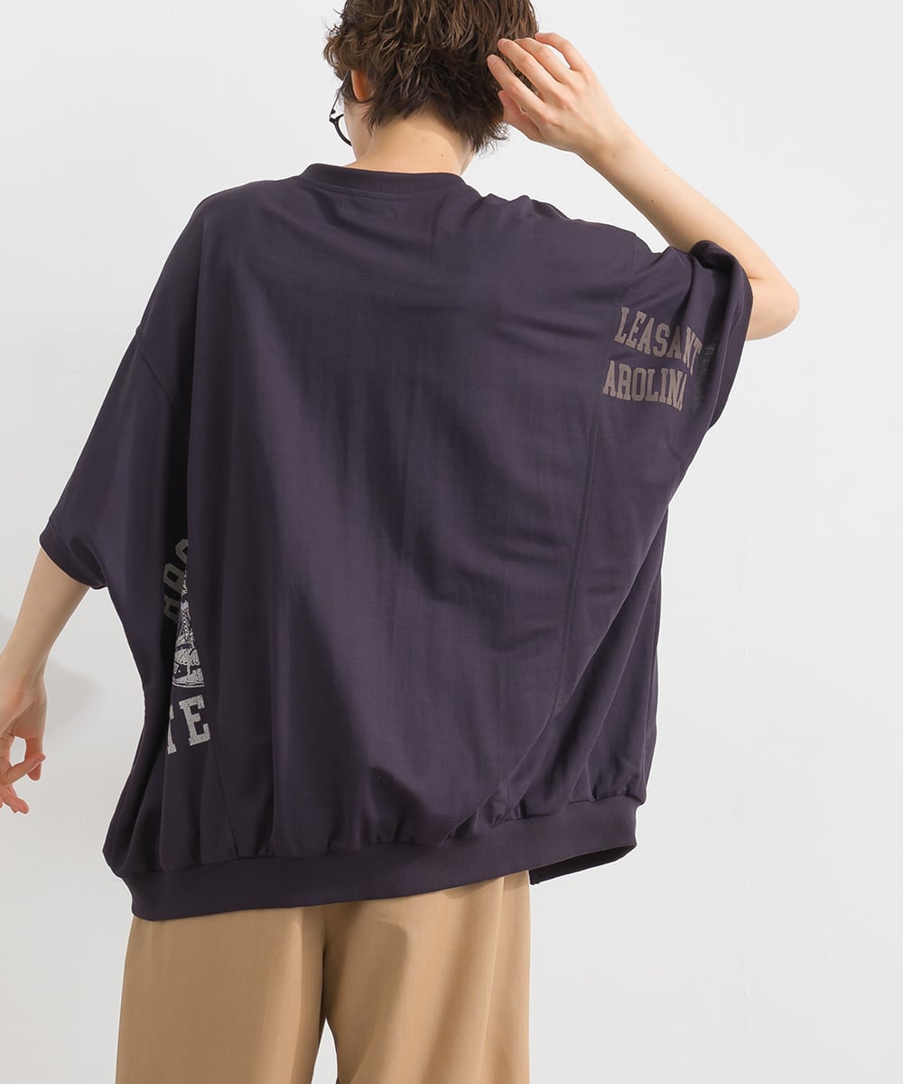 J262076 【接触冷感シリーズ】リメイク風ドルマンハーフZIPプリント