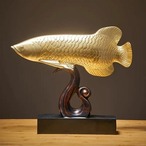 アロワナゴールデンドラゴン置物 魚の置物 金魚 ゴールド レジンアートクラフト