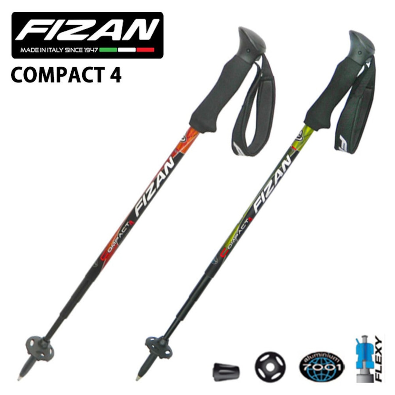 FIZAN フィザン 軽量 伸縮 スノーストックセット 49cm - 125cm トレッキングポール & スノーバスケット スノーシュー バックカントリー