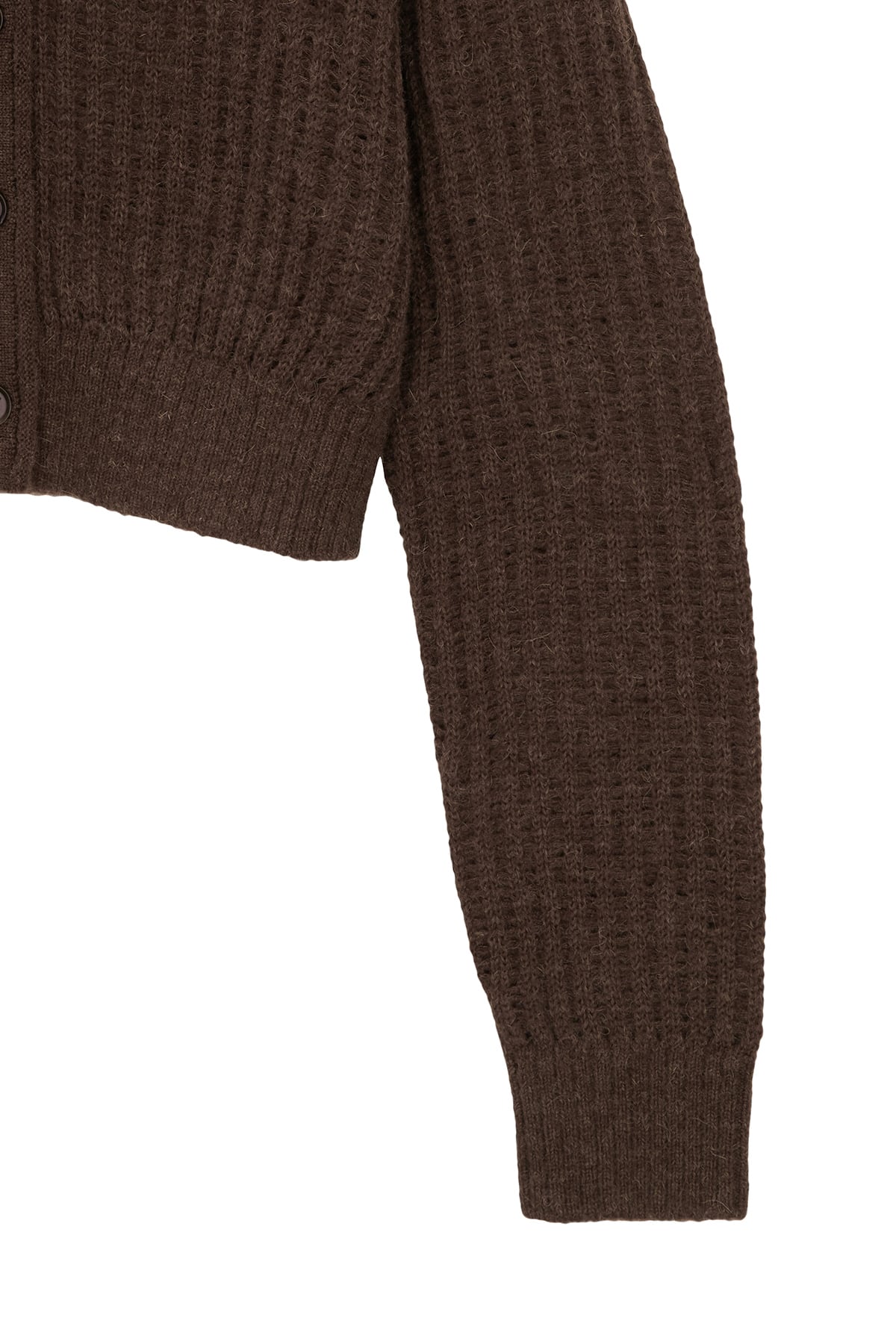 Matin Kim] HAIRY CROCHET CROP CARDIGAN FOR WOMEN IN BROWN 正規品