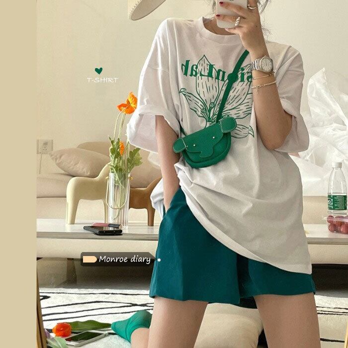 ホワイトプリントTシャツ スタイルサマールーズ コットン 夏物 モンロー13382968008