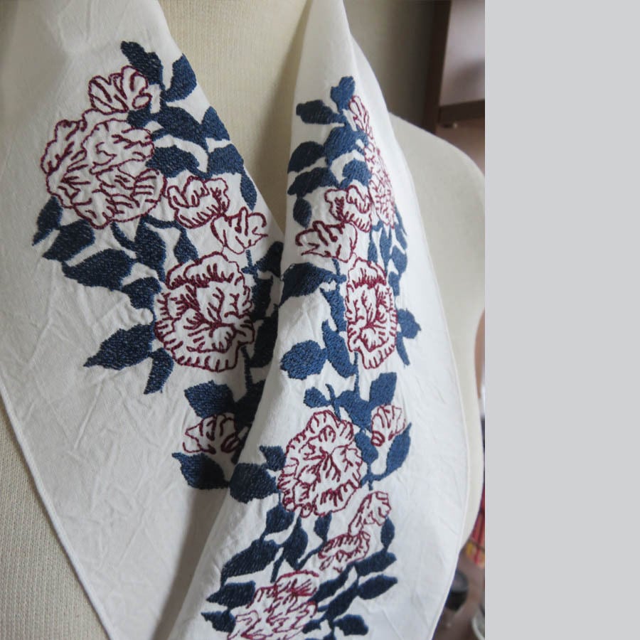 刺繍半衿・インド風牡丹の花 | 富士商会