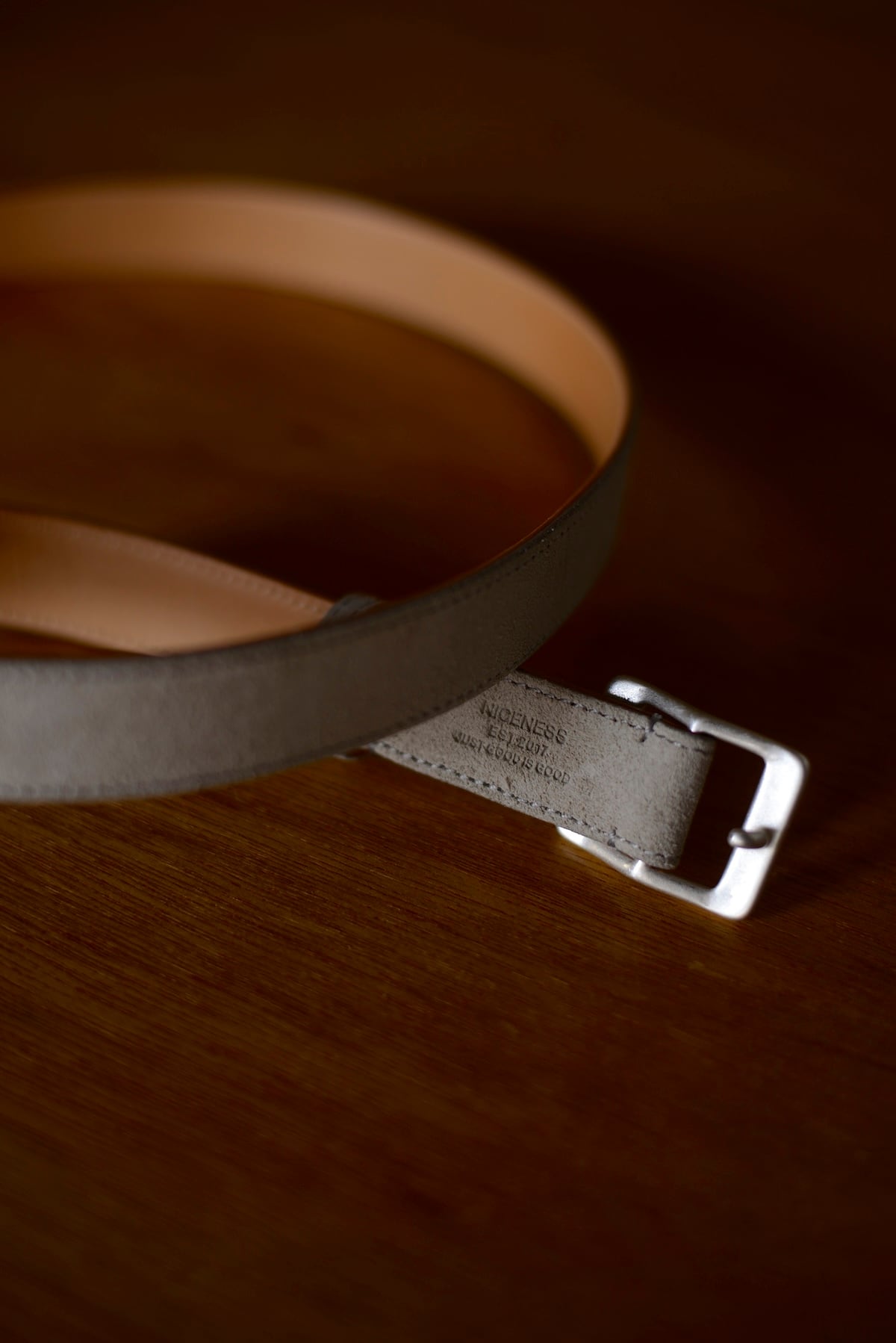 NICENESS / A.CASE COMBINATION LEATHER NN BELT LIGHT BEIGE