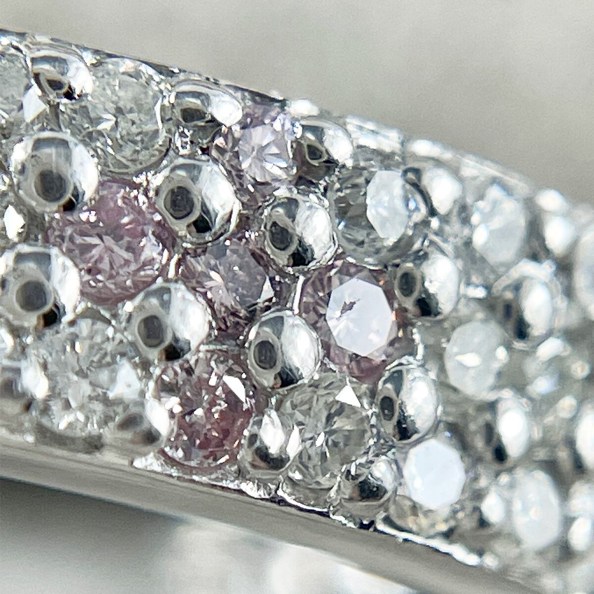 K18WG 天然ピンクダイヤモンド 天然ダイヤモンド 0.33ct パヴェリング 