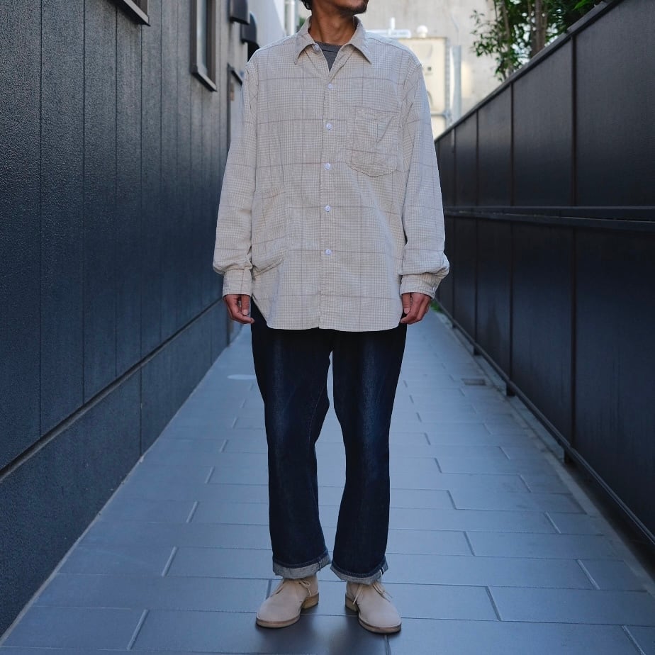 SASSAFRAS(ササフラス) / Diggin Shirt 21Wale Corduroy Check-Natural