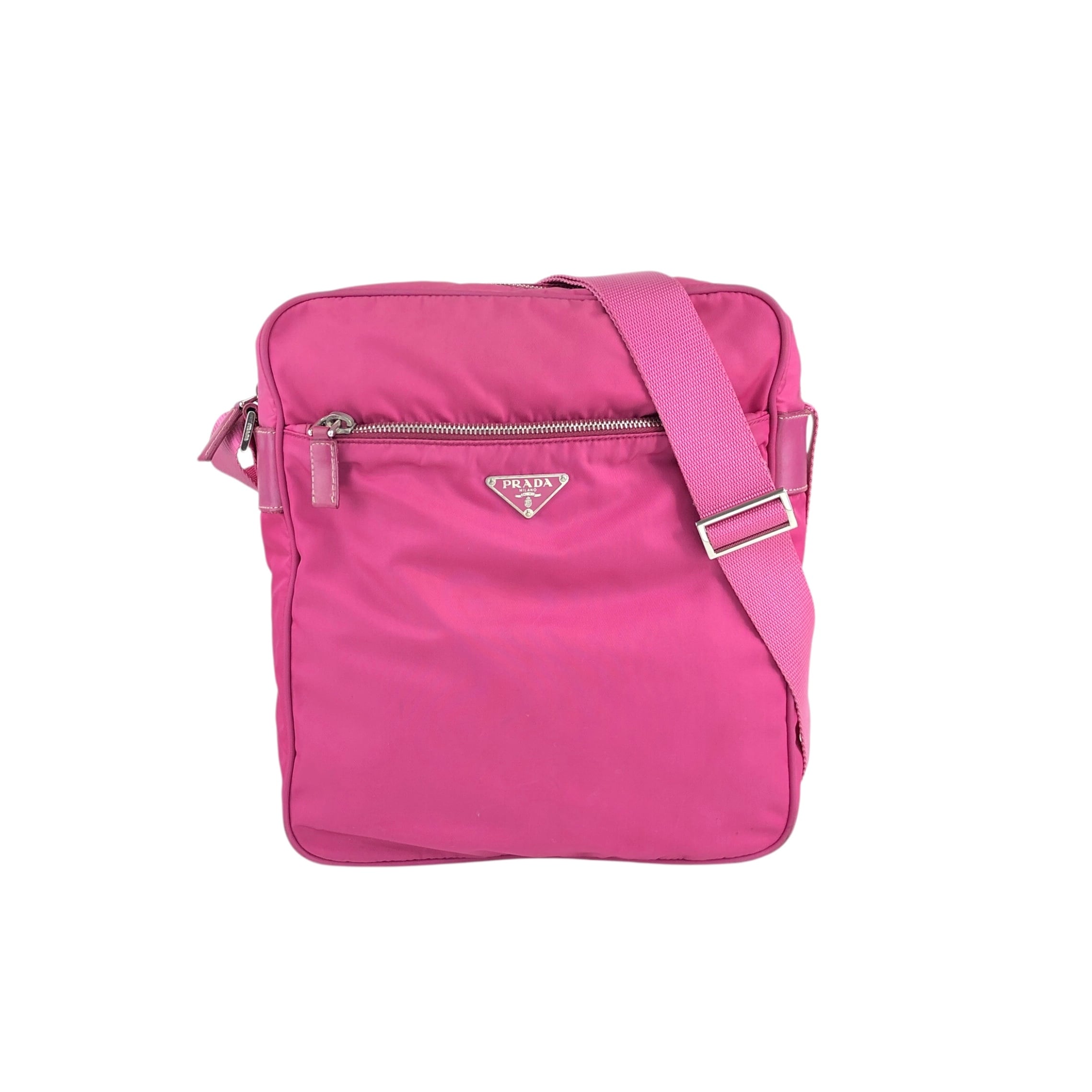 PRADA プラダ   ショルダーバッグ ピンク トライアングルロゴ ナイロン  b2e8ue PRADA プラダ ショルダーバッグ ピンク トライアングルロゴ ナイロン
