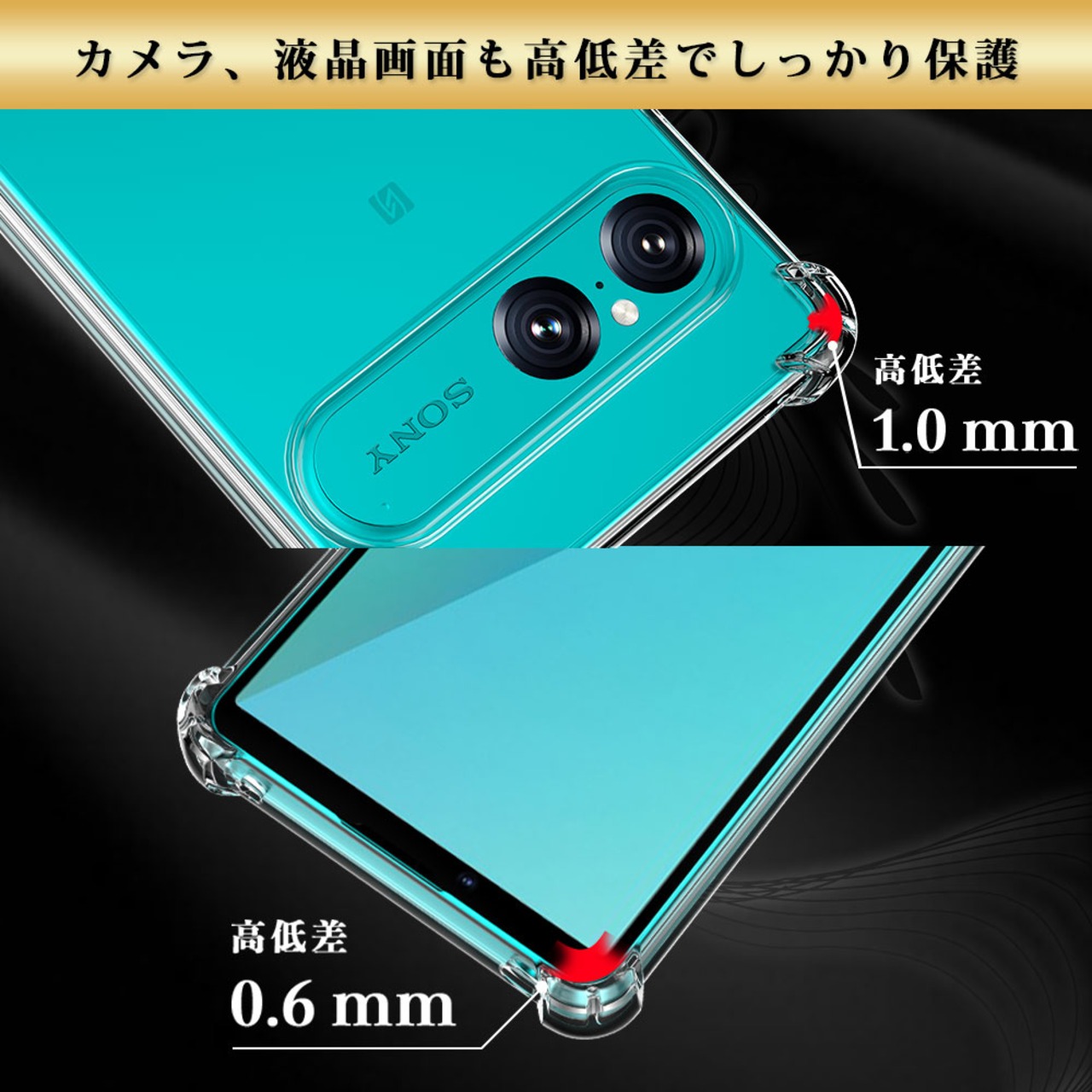 Hy+ Xperia10 VII 対応 米軍MIL規格 クリア TPU ソフト 耐衝撃 透明 黄ばみ防止 ストラップホール付 スマホケース 透明クリア