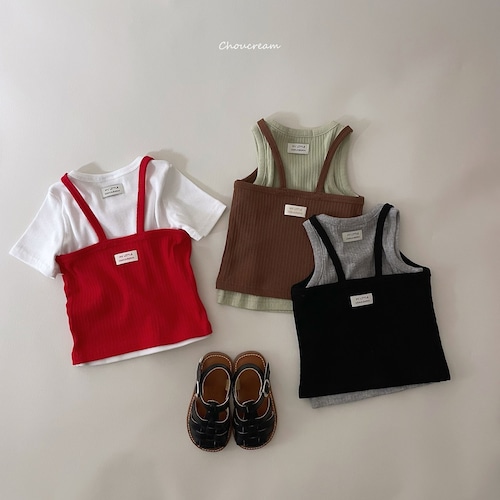 [choucream] V-ribbed Sleeveless Tee / [슈크림] 브이골지나시티