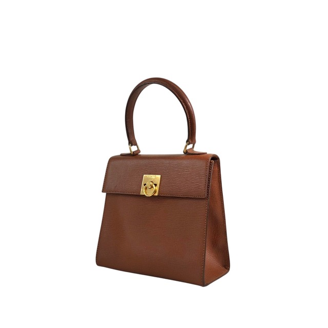CELINE セリーヌ ショルダーバッグ ブラウン ガンチーニ レザー 2way ミニバッグ vintage ヴィンテージ オールド er5nhw