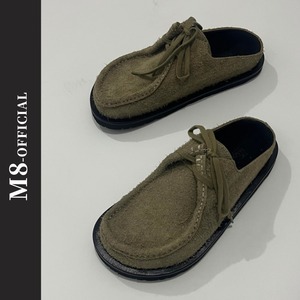 platform slippers leather slip-ons 3color M0184