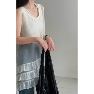 frill asymmetrical sleeveless tunic　J00513