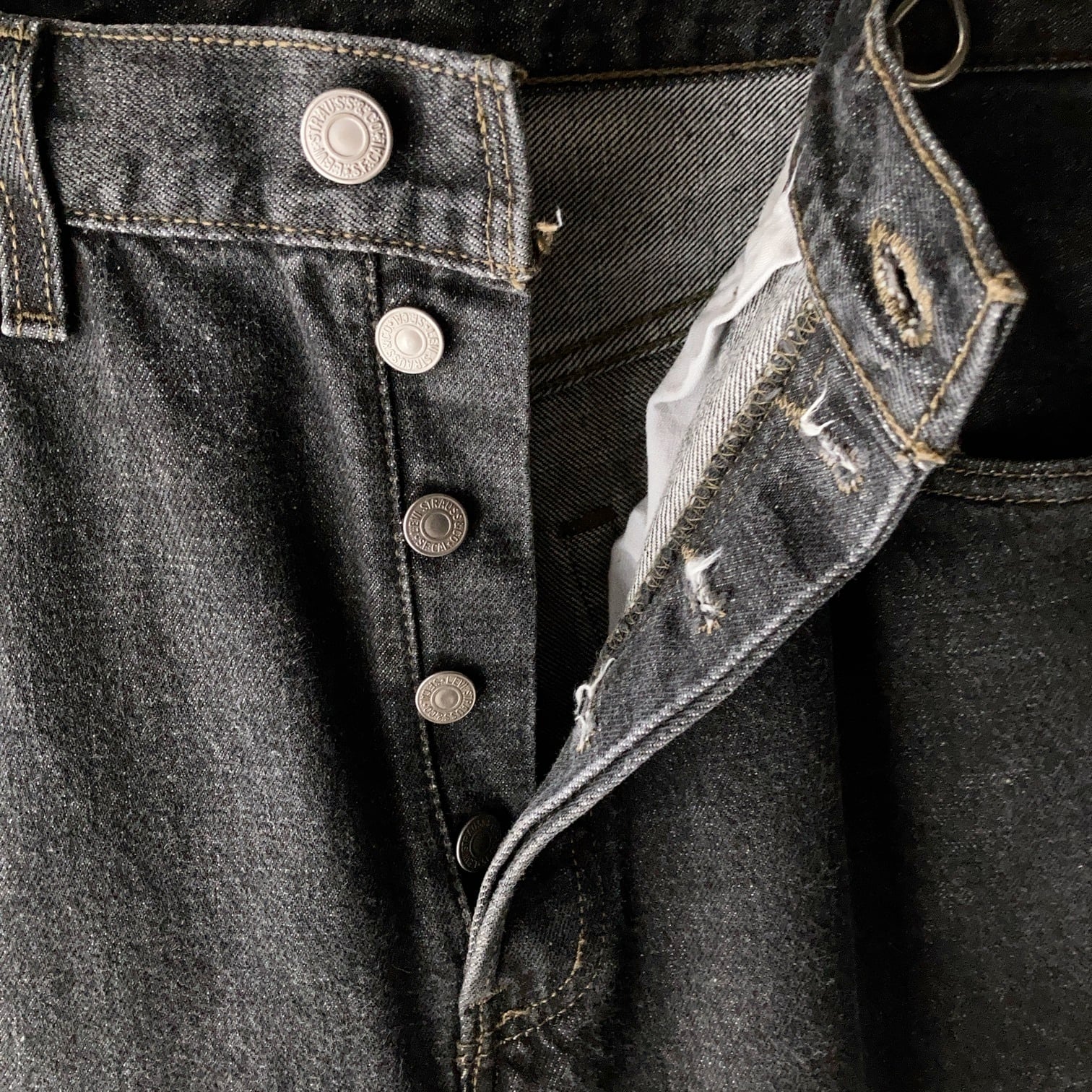 Levi's 501 90' vintage black denim 先染め