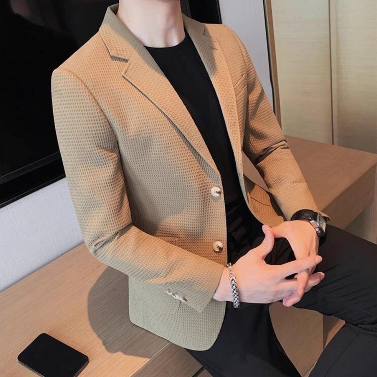 waffle casual suit jacket 00242