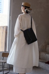 リネンライクロングシャツワンピース