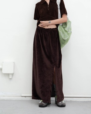 1990s side slit velour skirt