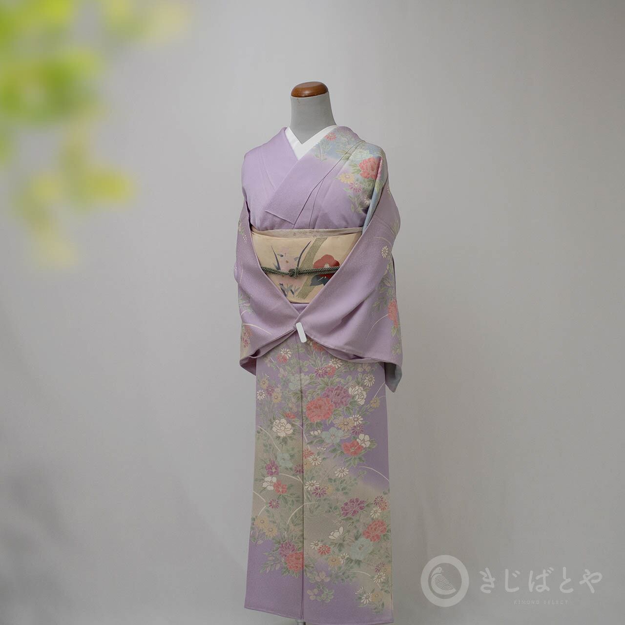 正絹 淡紫色に花の付け下げ 袷 | きじばとや