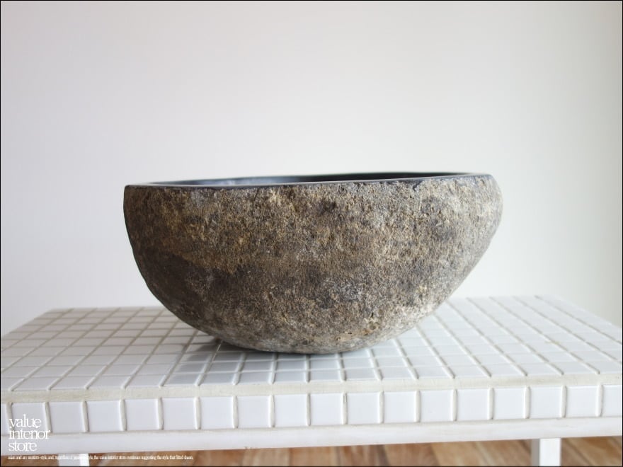 手洗鉢 自然石 洗面ボウルS-E27 洗面器 手洗いボウル 天然石 ウォッシュボウル 洗面資材 お手洗い用 W33 x D30.5 x H15cm idawash