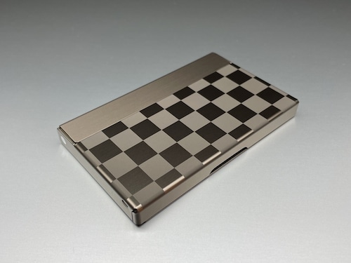 アルミニウム製名刺カードケース　市松模様　ブロンズ