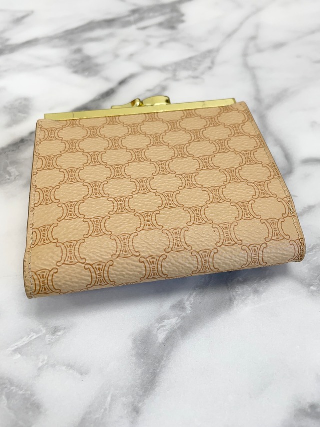 CELINE セリーヌ マカダム ロゴ型押し PVC レザー コンパクトウォレット 財布 ベージュ vintage ヴィンテージ オールド 5yevmw